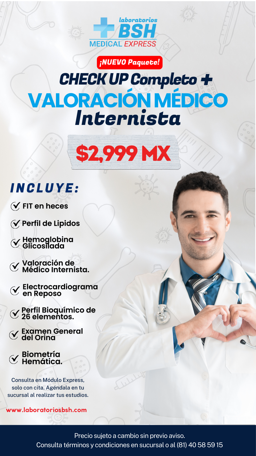 Check Up Completo + Valoracion con Medico Internista